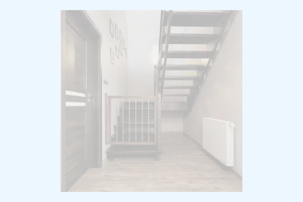 Stairway with custom matching baby gate.